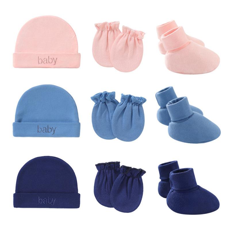 Soft Neonatal Fetal Cap Newborn Hat Anti Scratch Gloves Mittens Hat Foot Cover Set Baby Shower Gift Hand And Foot Cover Baby Cap