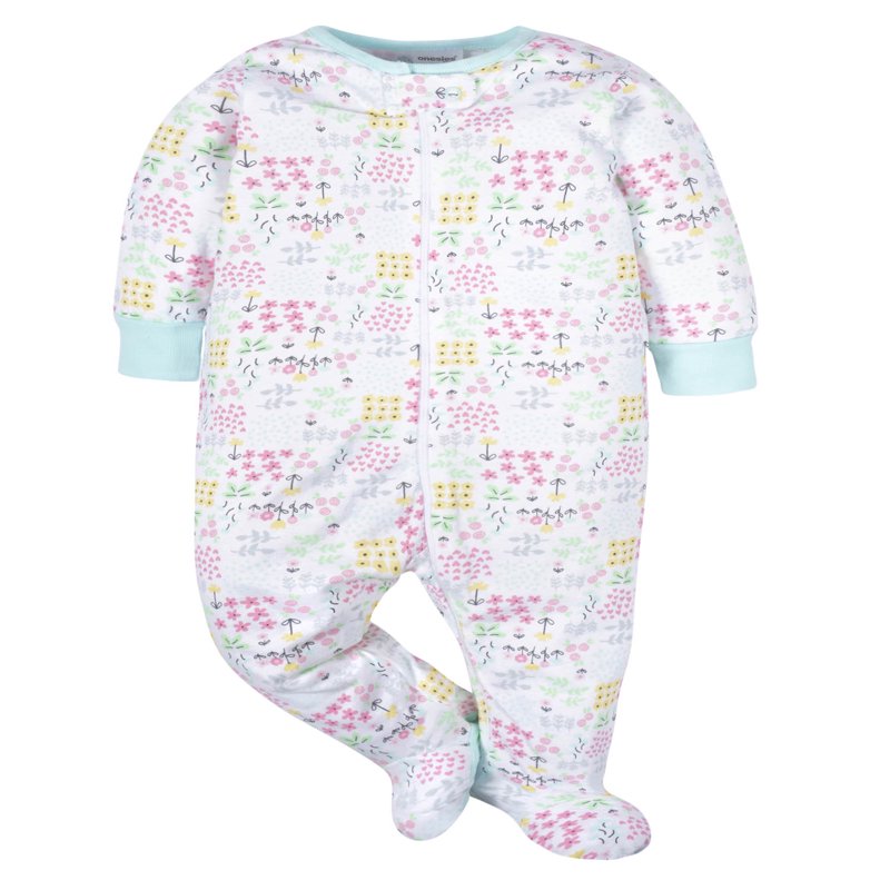 Brand Baby Girl Sleep 'n Play Footed Pajamas, 4-Pack (Newborn - 6/9M)