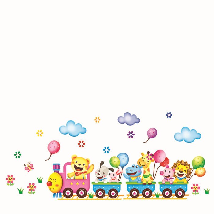 Train Wall Sticker for Kids Room Home Decor Nursery Wall Decal Children Poster Baby House Mural DIY Bedroom Living Room Stickers