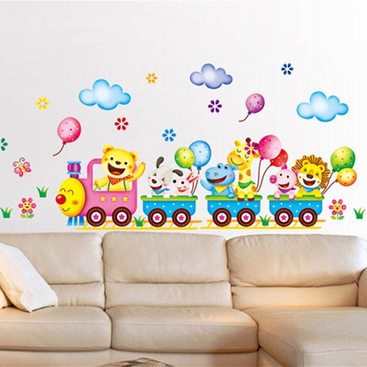 Train Wall Sticker for Kids Room Home Decor Nursery Wall Decal Children Poster Baby House Mural DIY Bedroom Living Room Stickers