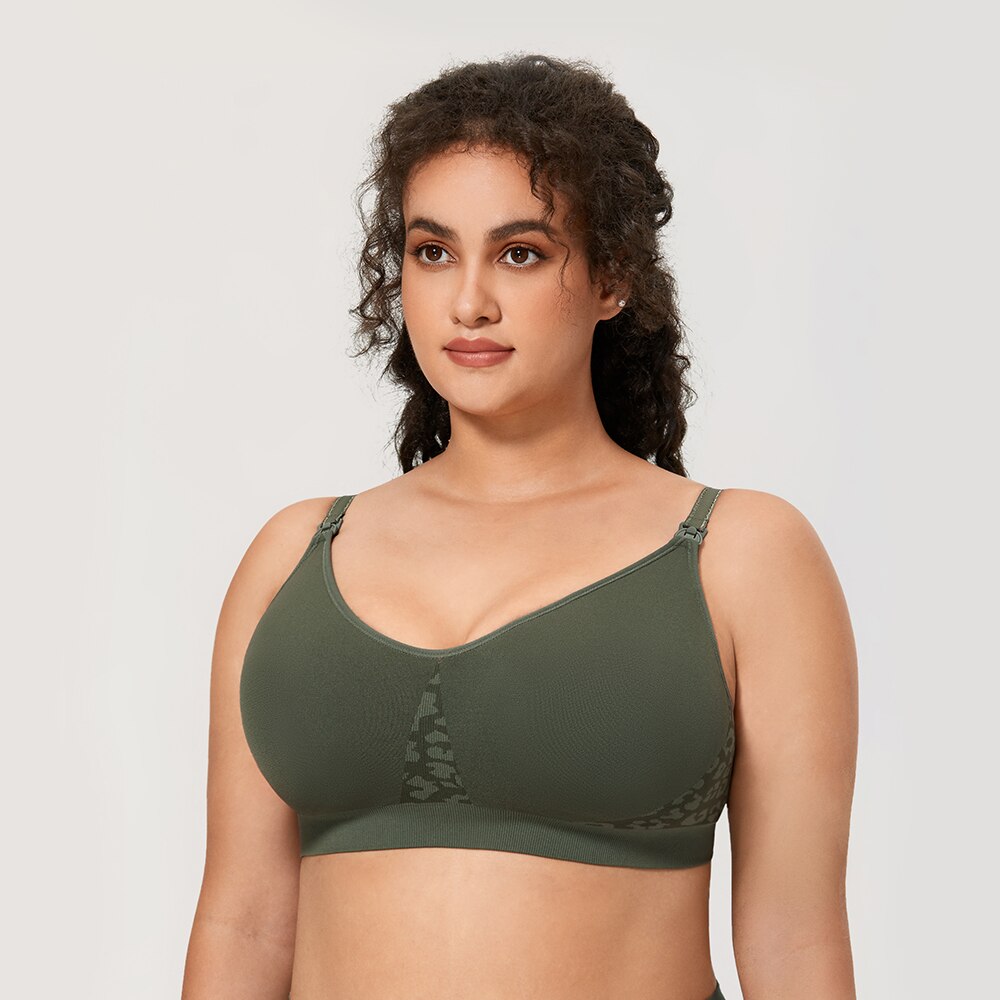 Gratlin Wirefree Nursing Sleep Bra Breastfeeding Maternity Leopard Green Removable Pad Women's Lingerie Lactation Pregency S-XL