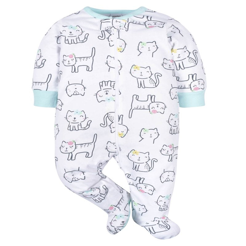 Brand Baby Girl Sleep 'n Play Footed Pajamas, 4-Pack (Newborn - 6/9M)