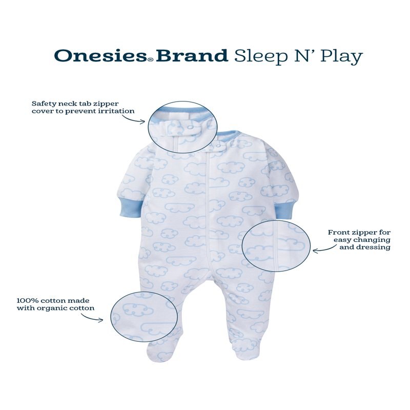 Brand Baby Girl Sleep 'n Play Footed Pajamas, 4-Pack (Newborn - 6/9M)