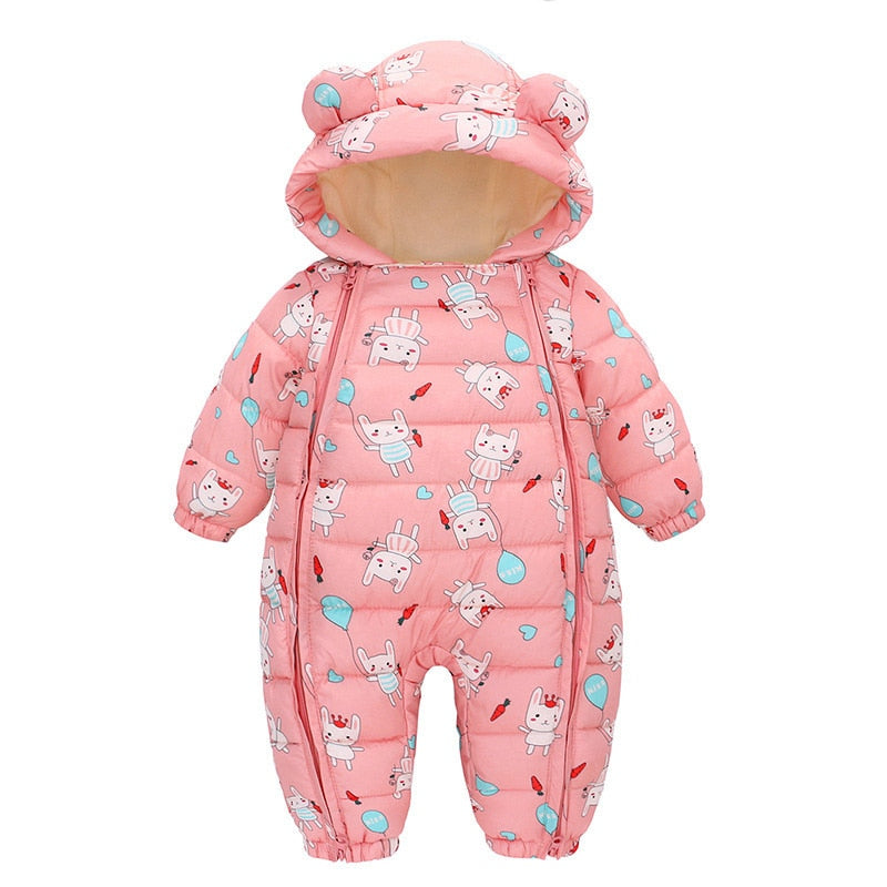 Baby Clothes For Newborns In Autumn And Winter Thicken Warm Onesies For Boys And Girls Cartoon Hooded Romper Baby Bodysuit