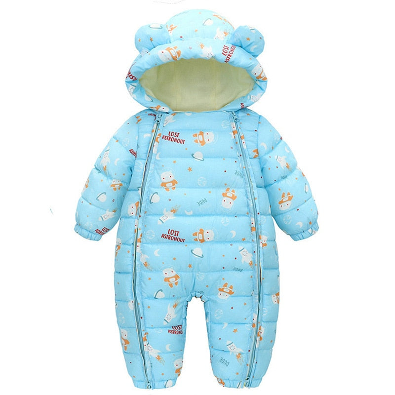 Baby Clothes For Newborns In Autumn And Winter Thicken Warm Onesies For Boys And Girls Cartoon Hooded Romper Baby Bodysuit