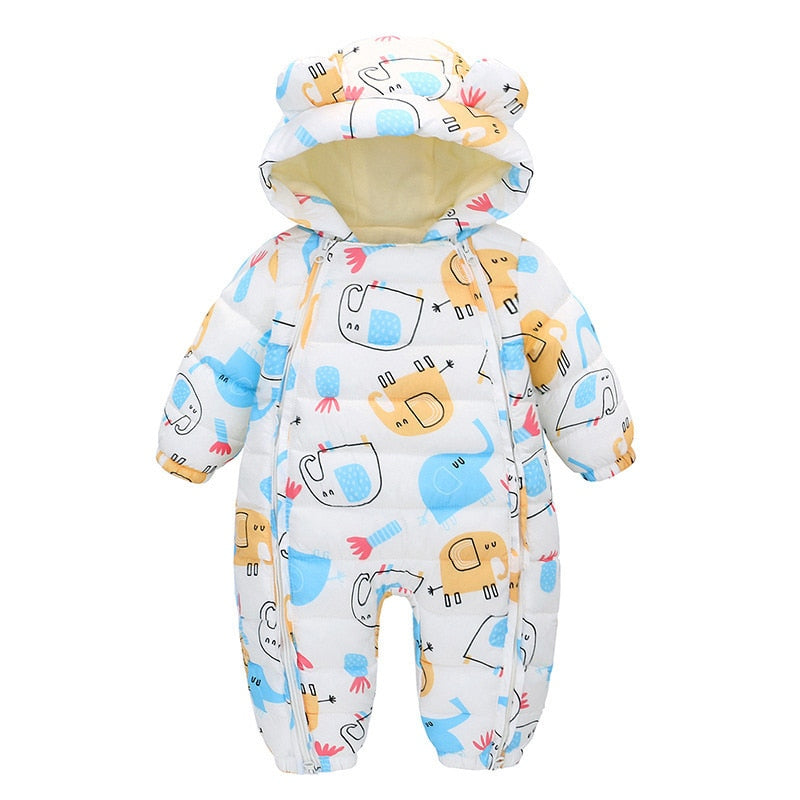 Baby Clothes For Newborns In Autumn And Winter Thicken Warm Onesies For Boys And Girls Cartoon Hooded Romper Baby Bodysuit