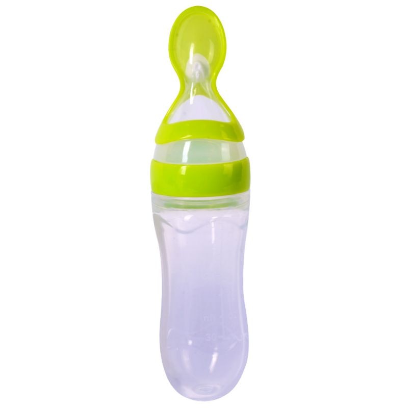 Newborn Baby Squeezing Feeding Bottle Silicone Training Rice Spoon Infant Cereal Food Supplement Feeder Safe Tableware Tools