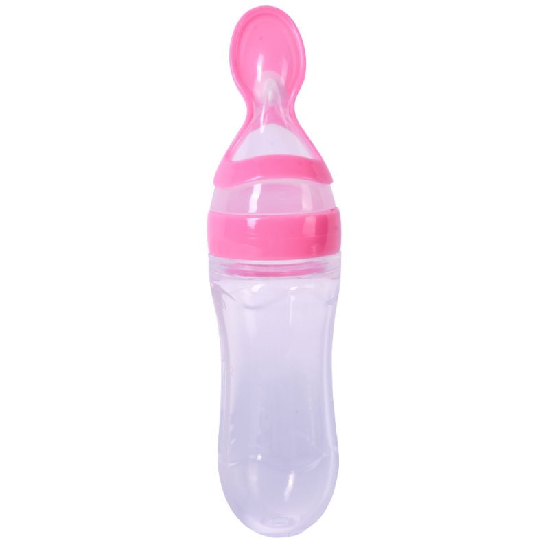 Newborn Baby Squeezing Feeding Bottle Silicone Training Rice Spoon Infant Cereal Food Supplement Feeder Safe Tableware Tools