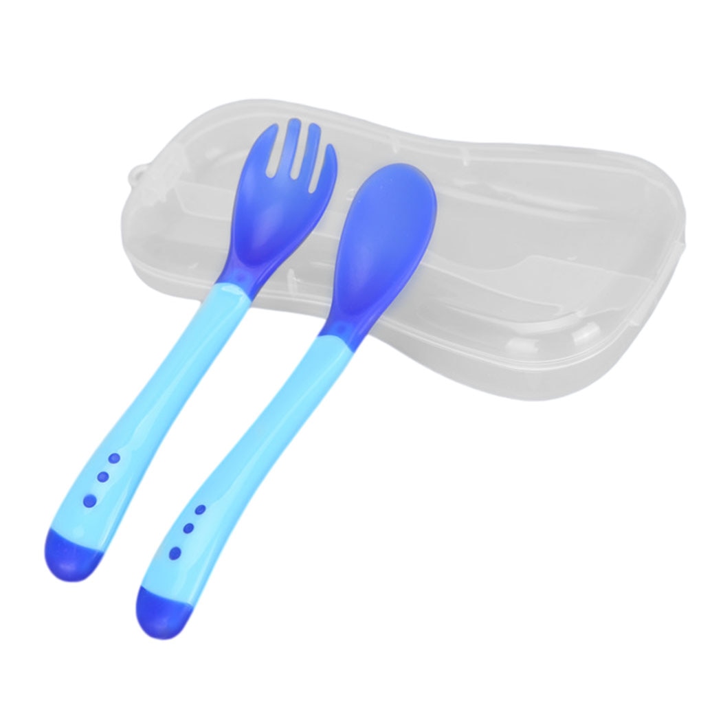 Spoon Fork Newborn Baby Eating Training Easy-To-Hold for Infant Feeding Food Children Flatware Feeding Forks