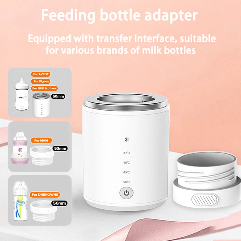 Portable Baby Milk Bottle Warmer Wireless Milk Heater Defrosting Heating Dual Modes 4 Levels Temperature for Travel Outdoor Use