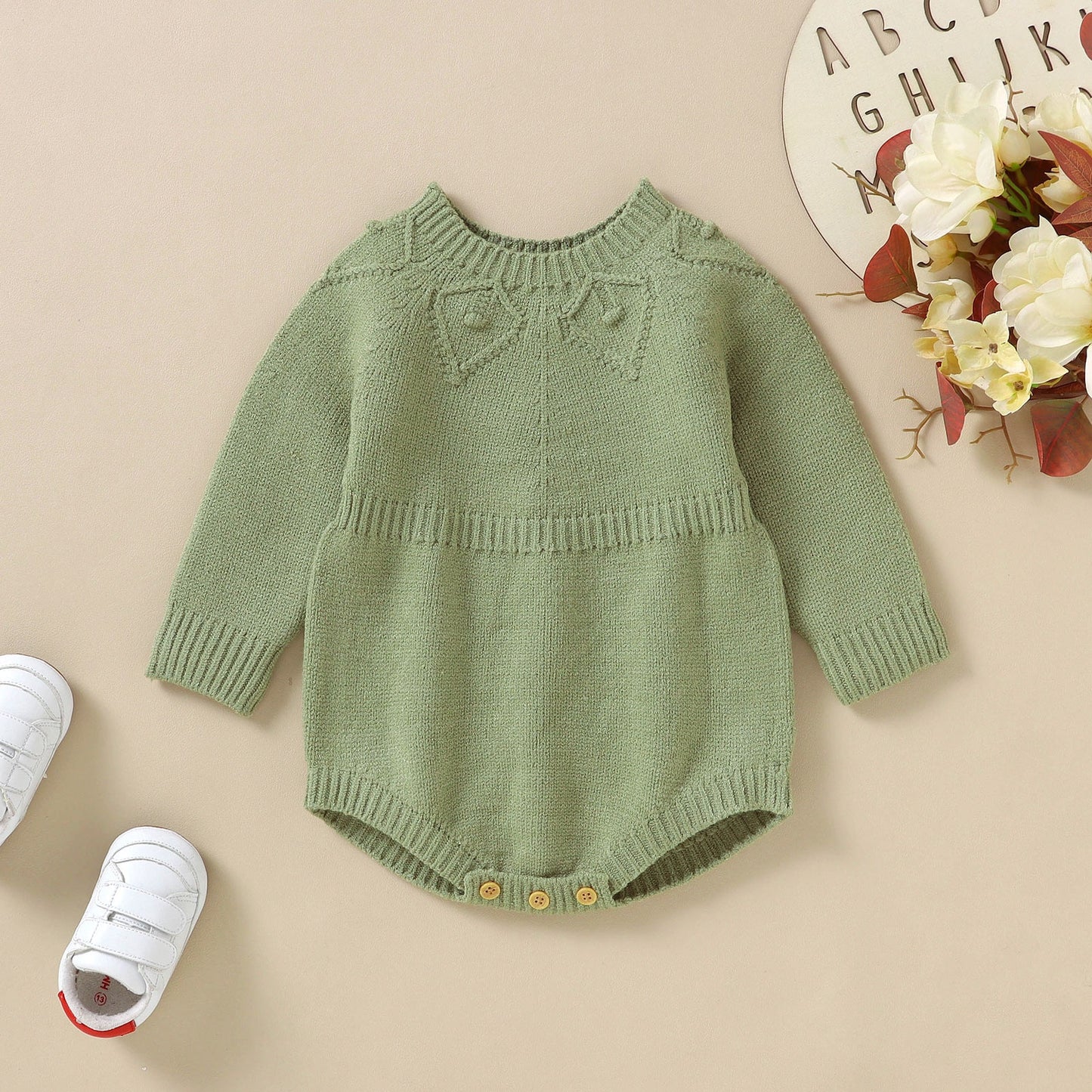 Baby Clothes Girl Newborn Baby Girl Boy Solid Knit Sweater Romper Sweatshirt Onesie Long Sleeve Warm Fall Winter Clothes