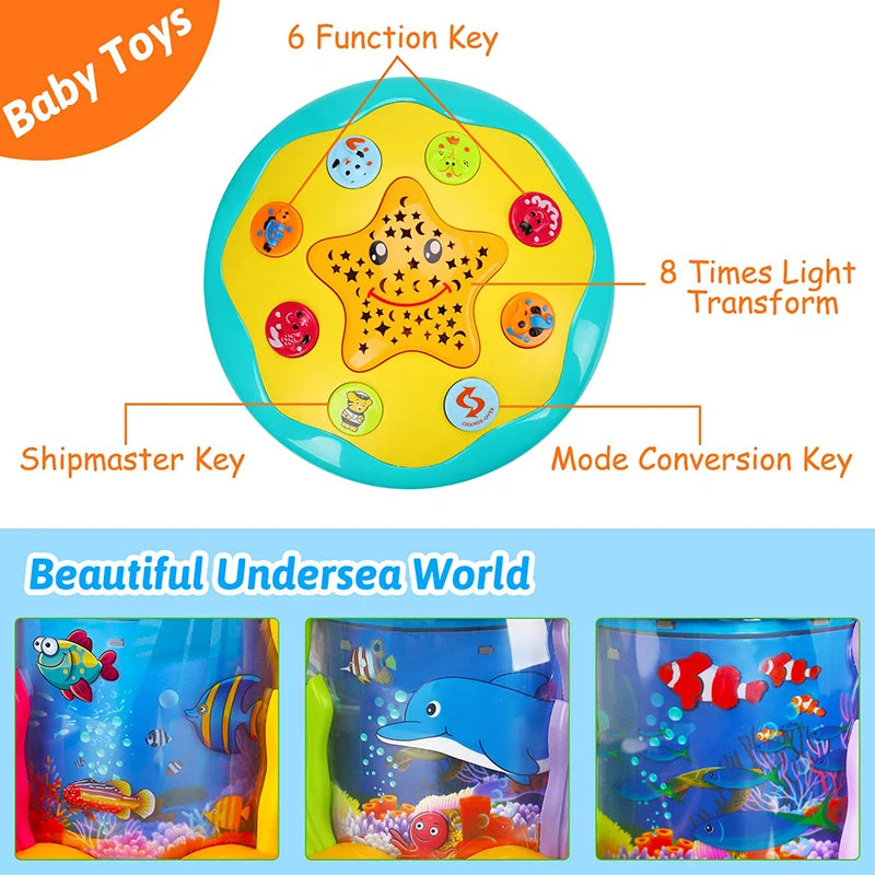 ZK30 Musical Toys 1-3 Years Babies Ocean Light Rotary Projector Baby Toys Montessori Early Educational Sensory Toys for Toddler