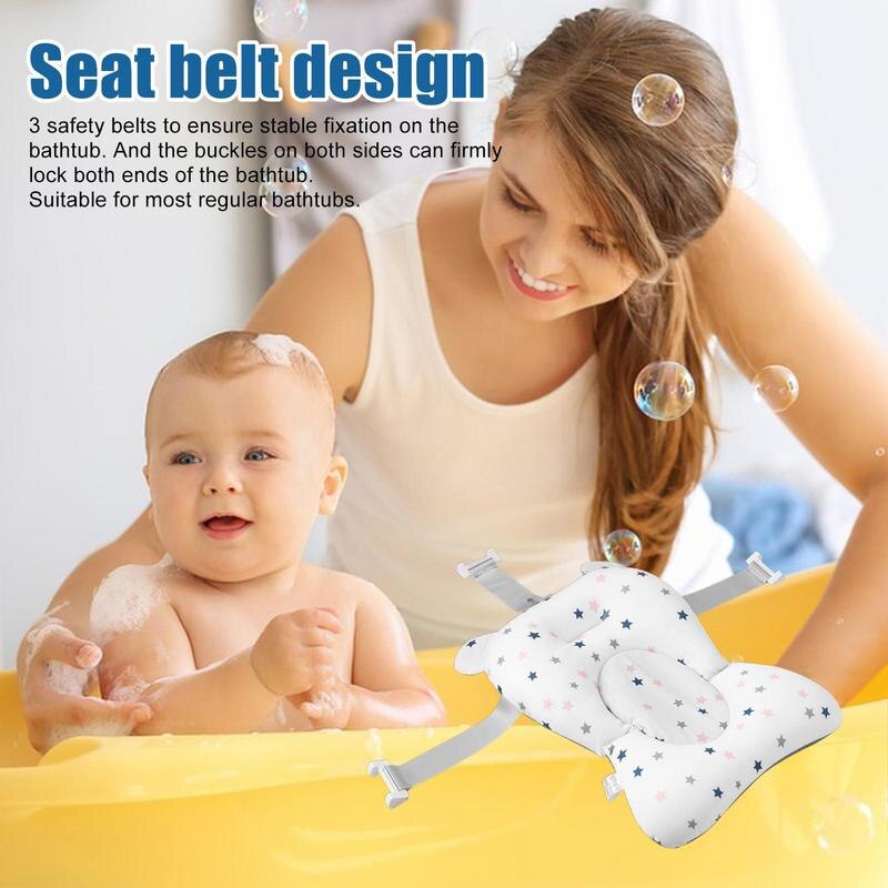 Newborn Bath Cushion Adjustable Anti-skid Support Pillow For Bathtub Newborn Essentials With Buckles And 3 Safety Belts For