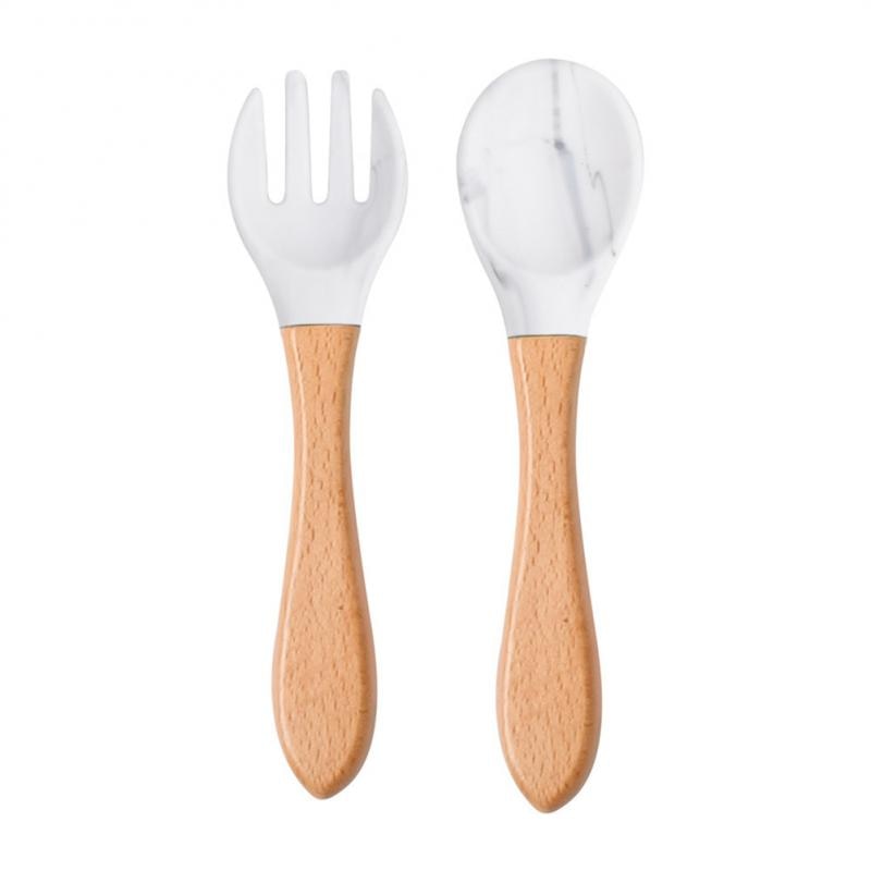 Baby Wooden Spoon Silicone Wooden Baby Feeding Spoon Organic Soft Tip Spoon BPA Free Food Grade Material Handle Toddlers Gifts