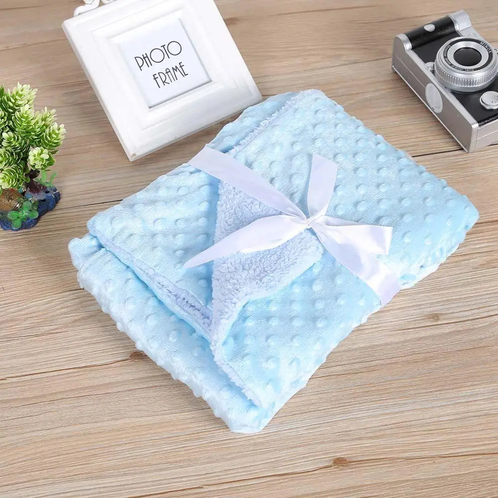 Newborn Baby Fleece Blanket Newborn Thermal Soft Blanket Solid Bedding Set Quilt & Swaddling Candy Color Sleeping Bed Supplies