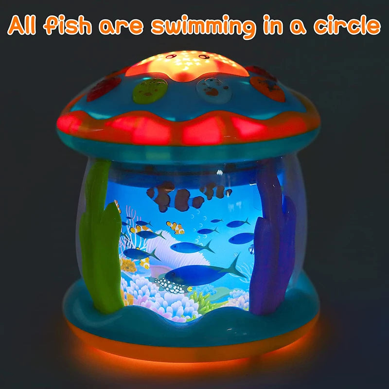 ZK30 Musical Toys 1-3 Years Babies Ocean Light Rotary Projector Baby Toys Montessori Early Educational Sensory Toys for Toddler