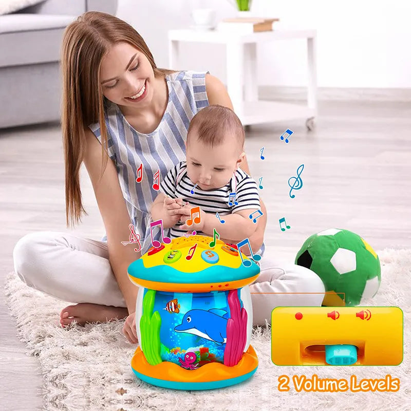 ZK30 Musical Toys 1-3 Years Babies Ocean Light Rotary Projector Baby Toys Montessori Early Educational Sensory Toys for Toddler