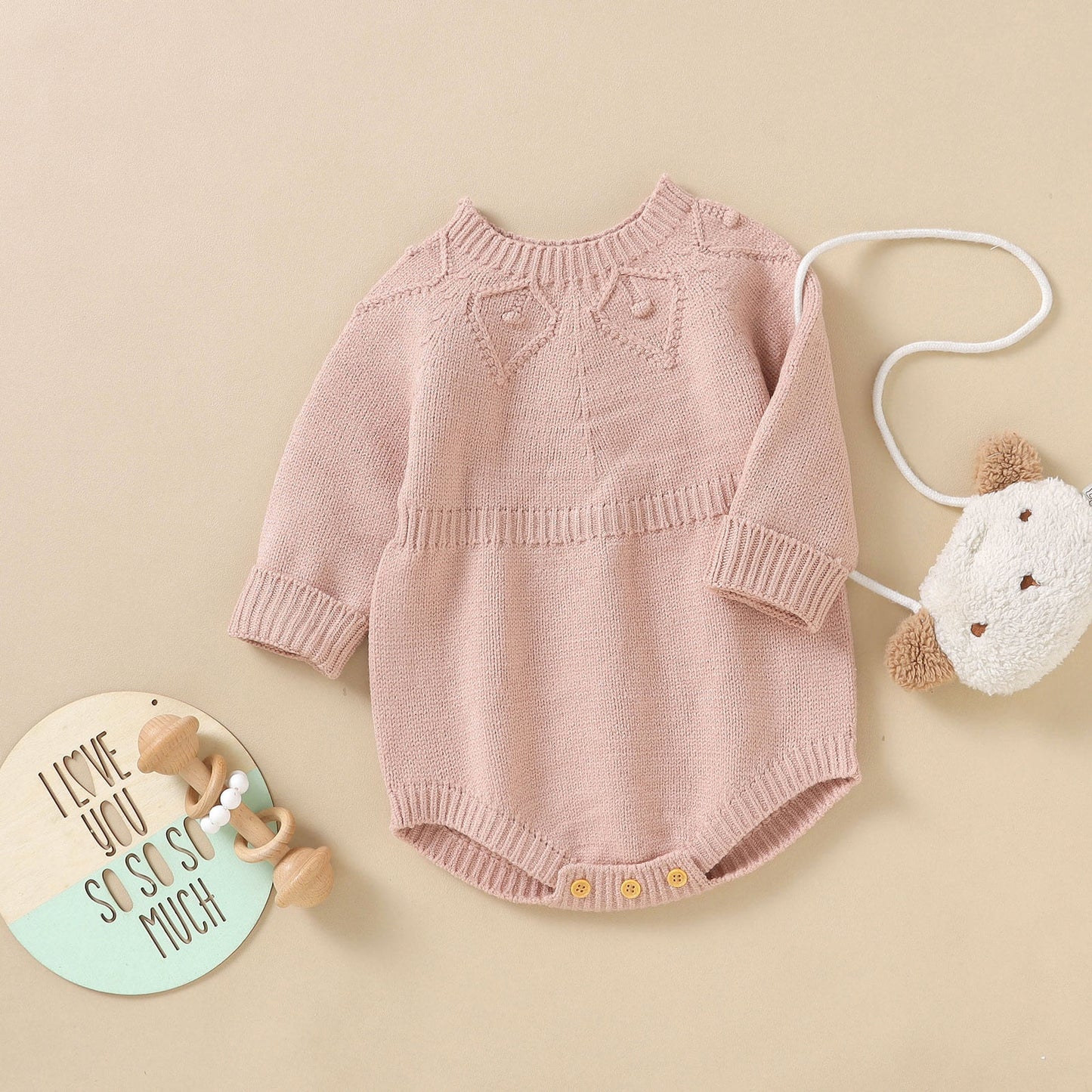 Baby Clothes Girl Newborn Baby Girl Boy Solid Knit Sweater Romper Sweatshirt Onesie Long Sleeve Warm Fall Winter Clothes