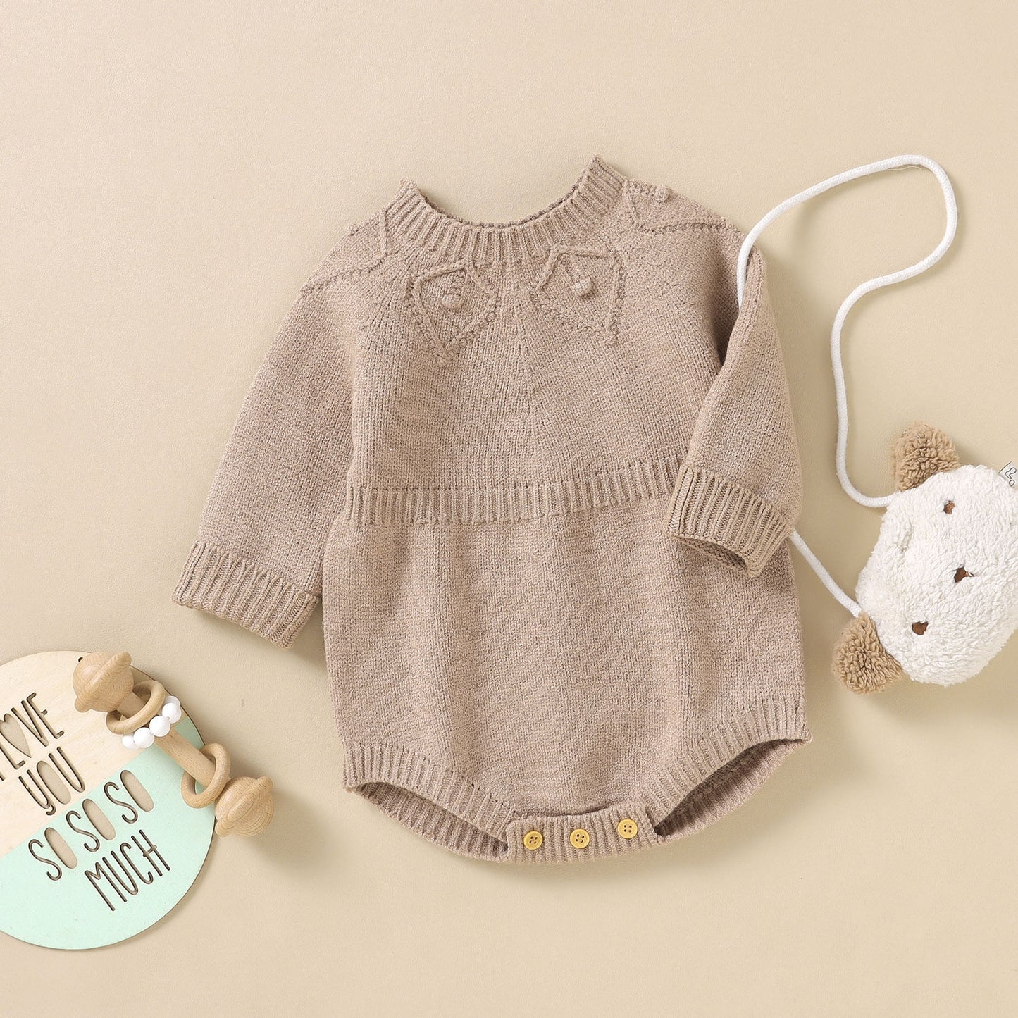 Baby Clothes Girl Newborn Baby Girl Boy Solid Knit Sweater Romper Sweatshirt Onesie Long Sleeve Warm Fall Winter Clothes