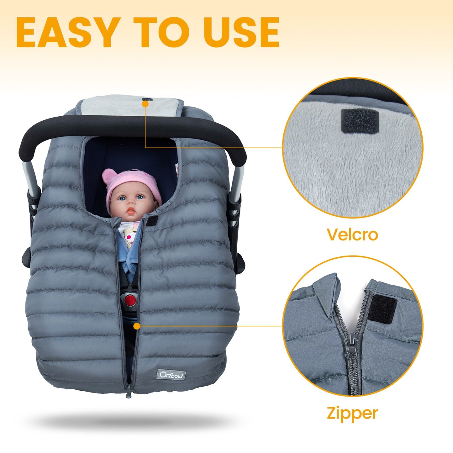 Orzbow Baby Basket Car Seat Warm Cover Newborn Infant Carrier Cover Waterproof Baby Car Seat Envelope Newborn Footmuff in Travel