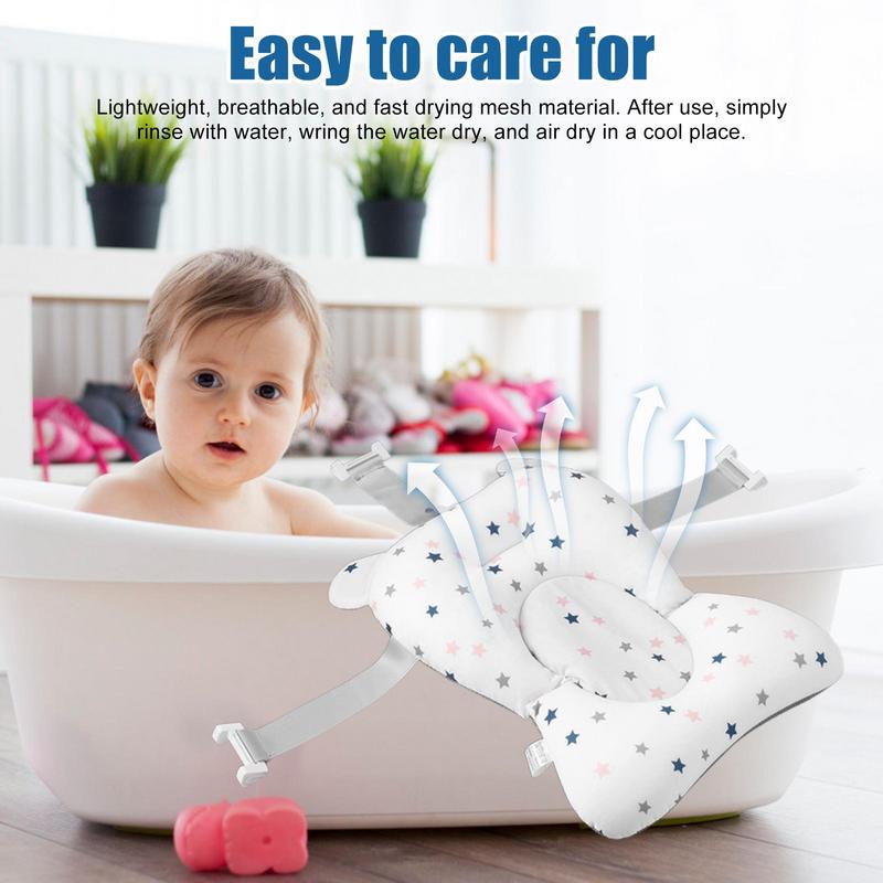 Newborn Bath Cushion Adjustable Anti-skid Support Pillow For Bathtub Newborn Essentials With Buckles And 3 Safety Belts For