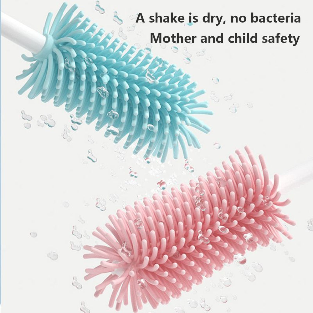 Silicone Bottle Cleaning Brush Baby Pacifier Straw Scrubber Small Brush 360 Degree Glass Cup Washing Kitchen Cleaning Tool Set