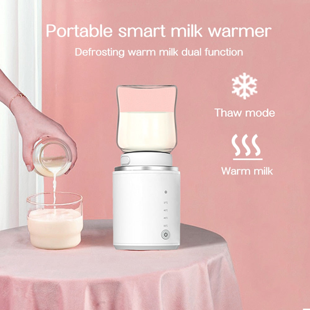 Portable Baby Milk Bottle Warmer Wireless Milk Heater Defrosting Heating Dual Modes 4 Levels Temperature for Travel Outdoor Use