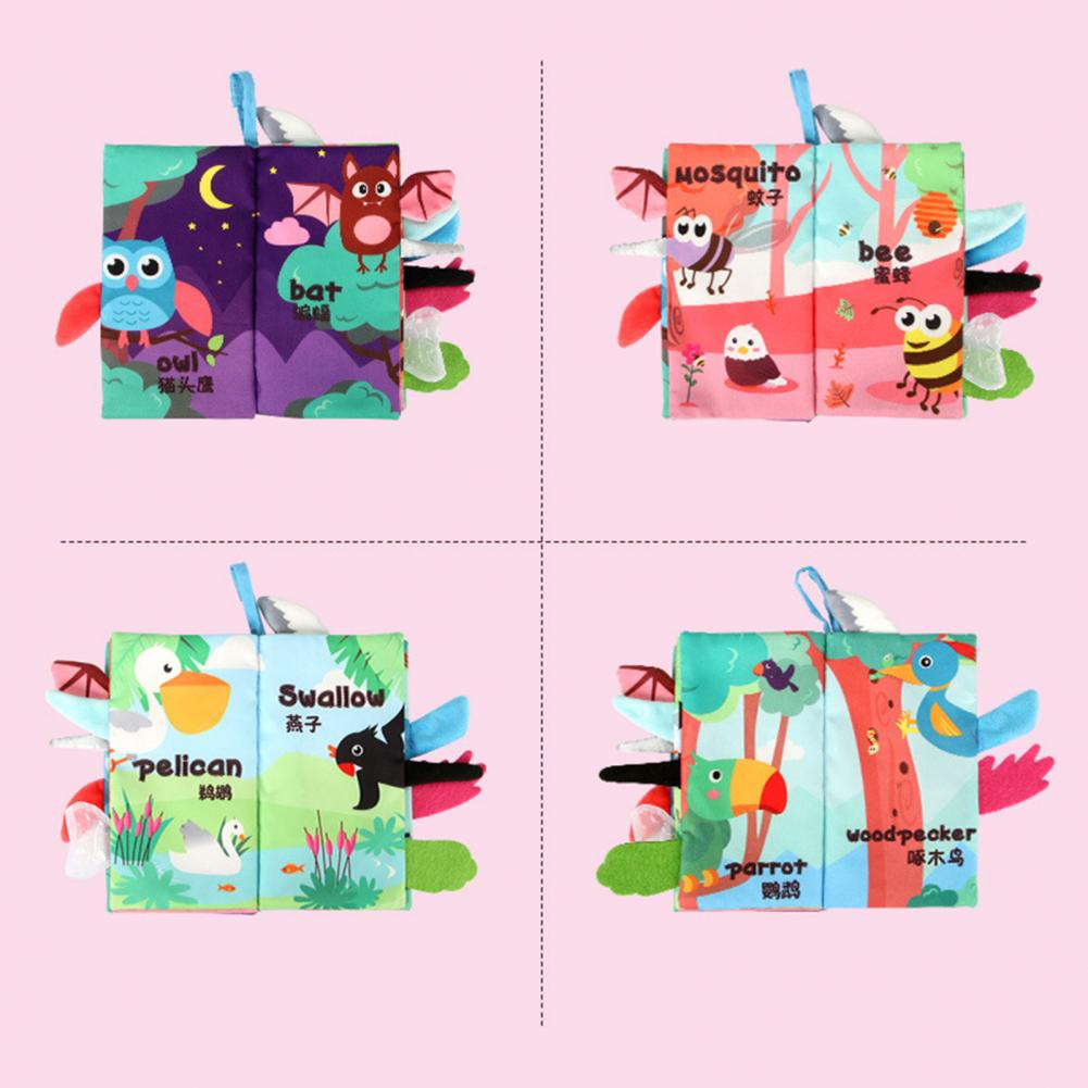 Rattle Book Toy  Safe Cartoon Prints Puzzle Toys  Tail Book Baby Cloth Learning Toy Baby Shower Gift