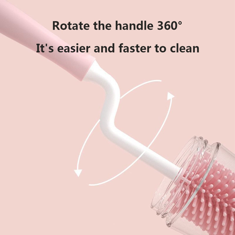 Silicone Bottle Cleaning Brush Baby Pacifier Straw Scrubber Small Brush 360 Degree Glass Cup Washing Kitchen Cleaning Tool Set