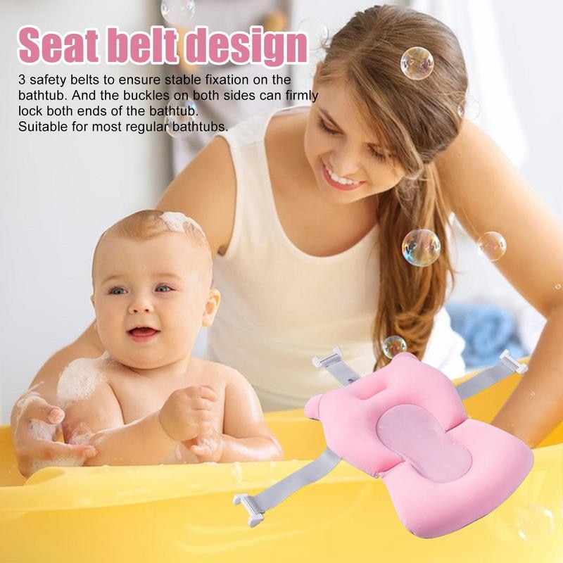 Newborn Bath Cushion Adjustable Anti-skid Support Pillow For Bathtub Newborn Essentials With Buckles And 3 Safety Belts For