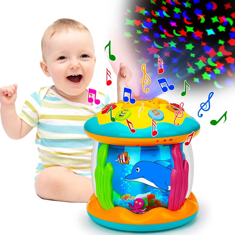 ZK30 Musical Toys 1-3 Years Babies Ocean Light Rotary Projector Baby Toys Montessori Early Educational Sensory Toys for Toddler