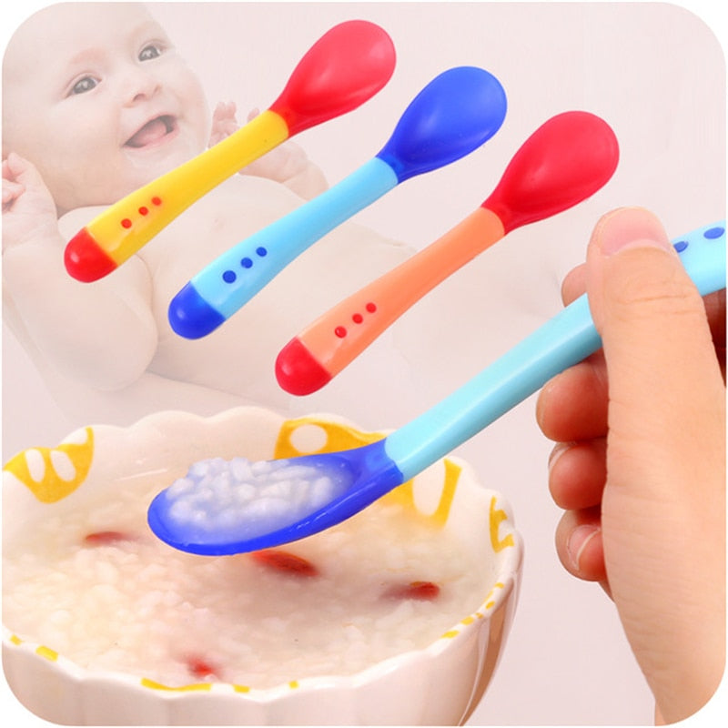 Spoon Fork Newborn Baby Eating Training Easy-To-Hold for Infant Feeding Food Children Flatware Feeding Forks
