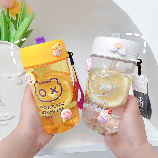 550Ml Kids Water Sippy Cup Cartoon Baby Feeding Cups with Straws Leakproof Water Bottles Outdoor Portable Children Drinking Cups