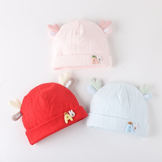 Newborn Baby Cotton Caps Infant Cartoon Antler Hat Boys Girls Beanie Cap Child Autumn Windbreak Accessories 0-3M