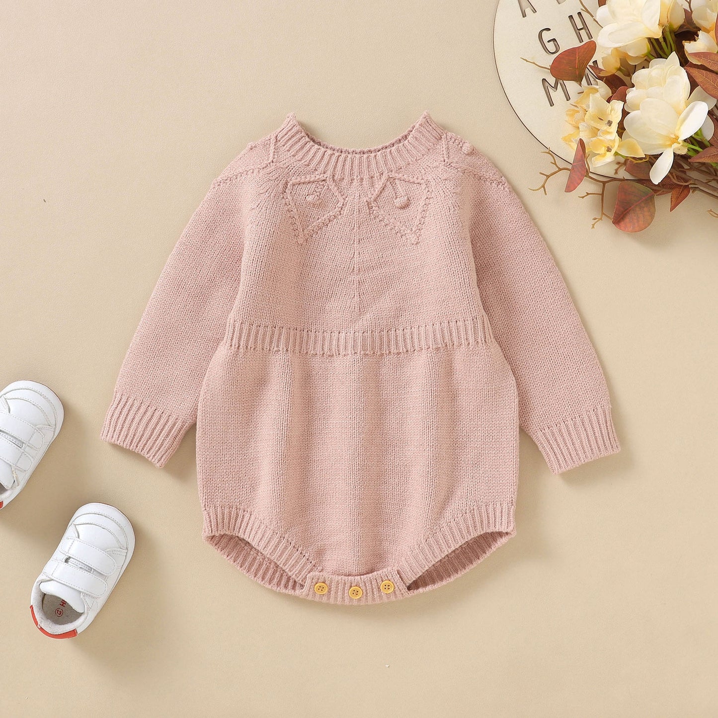 Baby Clothes Girl Newborn Baby Girl Boy Solid Knit Sweater Romper Sweatshirt Onesie Long Sleeve Warm Fall Winter Clothes