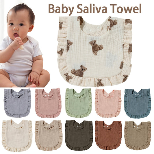 Baby Feeding Drool Bib Absorbent Newborn Stuff Infants Lace Saliva Towel Ruffle Solid Korean Style Bibs for Feeding and Drooling