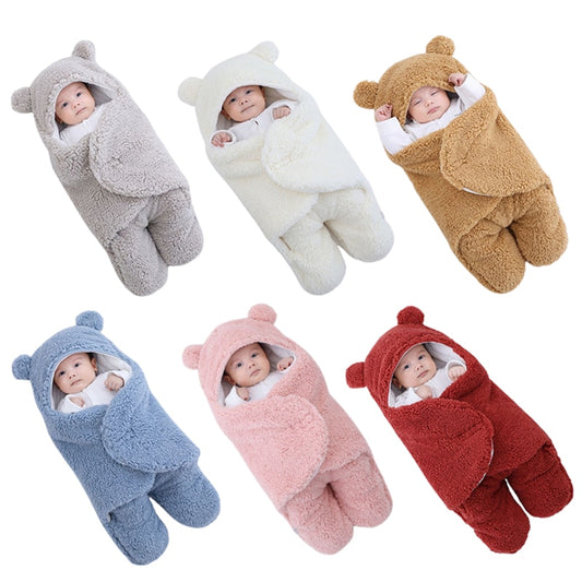 ZK40 Newborn Baby Boys Girls Blankets Plush Swaddle Wrap Ultra-Soft Fluffy Fleece Sleeping Bag Cotton Soft Bedding Baby Stuff